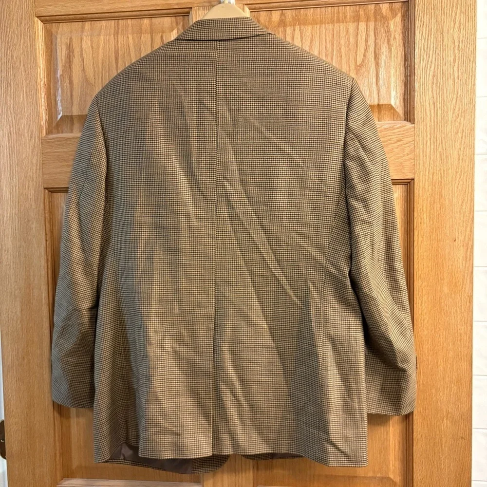 Stanley Blacker Sport Coat Blazer Men’s 39S Tan Brown Tweed Houndstooth Jacket